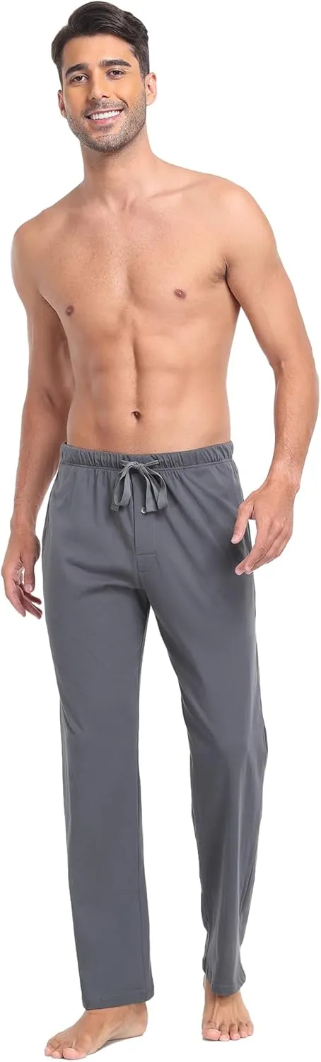 EA'S SECRET Men's 100% Cotton Pajama Bottoms Stretch Waist Soft Drawstring Sleep Lounge Pj Pants with Pockets