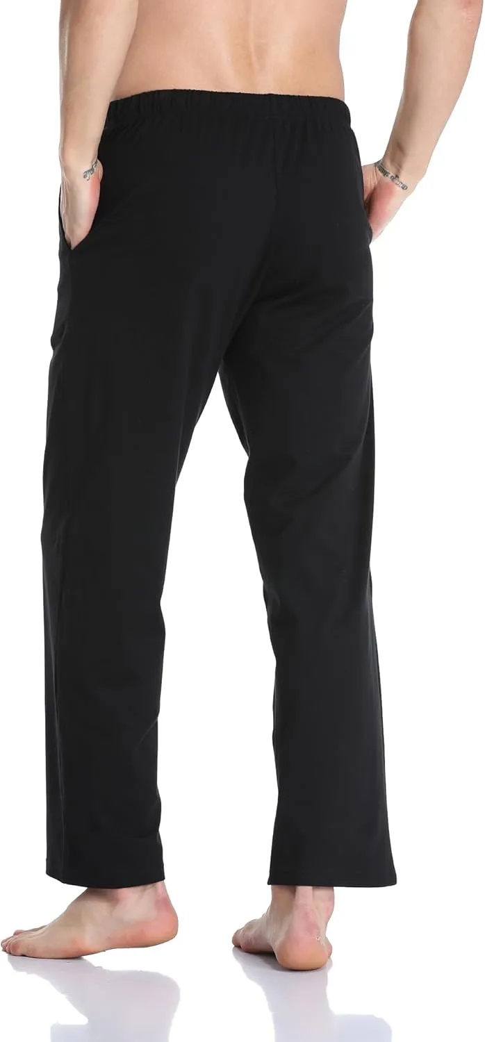 EA'S SECRET Men's 100% Cotton Pajama Bottoms Stretch Waist Soft Drawstring Sleep Lounge Pj Pants with Pockets