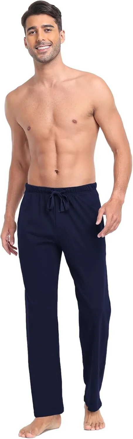 EA'S SECRET Men's 100% Cotton Pajama Bottoms Stretch Waist Soft Drawstring Sleep Lounge Pj Pants with Pockets