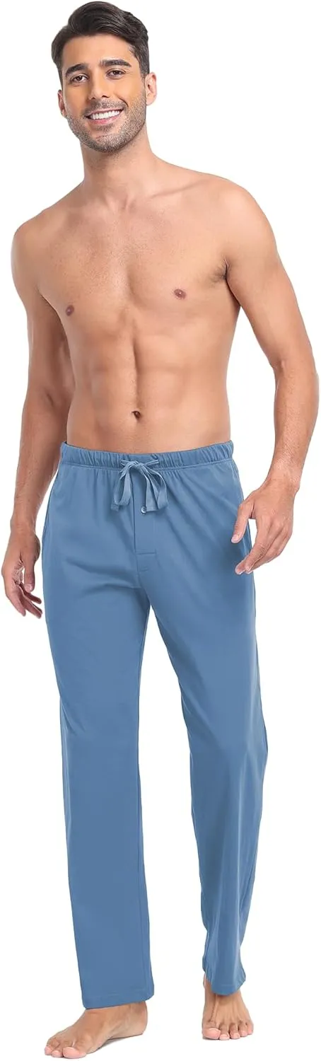 EA'S SECRET Men's 100% Cotton Pajama Bottoms Stretch Waist Soft Drawstring Sleep Lounge Pj Pants with Pockets