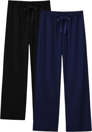 EA'S SECRET Men's 100% Cotton Pajama Bottoms Stretch Waist Soft Drawstring Sleep Lounge Pj Pants with Pockets