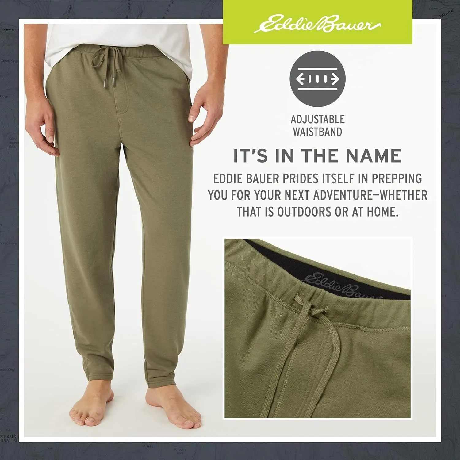 Eddie Bauer 3Pk Mens Pajama Pants - Cotton Knit Mens Lounge Pants with Pockets | Jogger Sleep Pants for Men