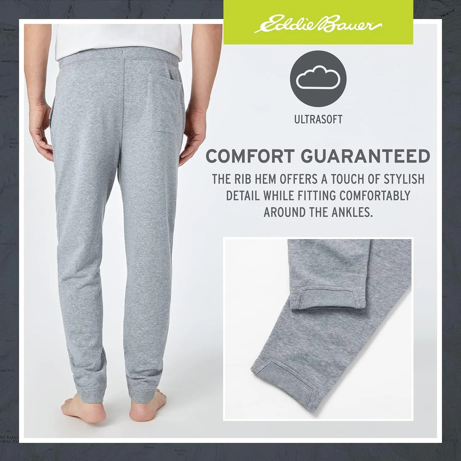 Eddie Bauer 3Pk Mens Pajama Pants - Cotton Knit Mens Lounge Pants with Pockets | Jogger Sleep Pants for Men