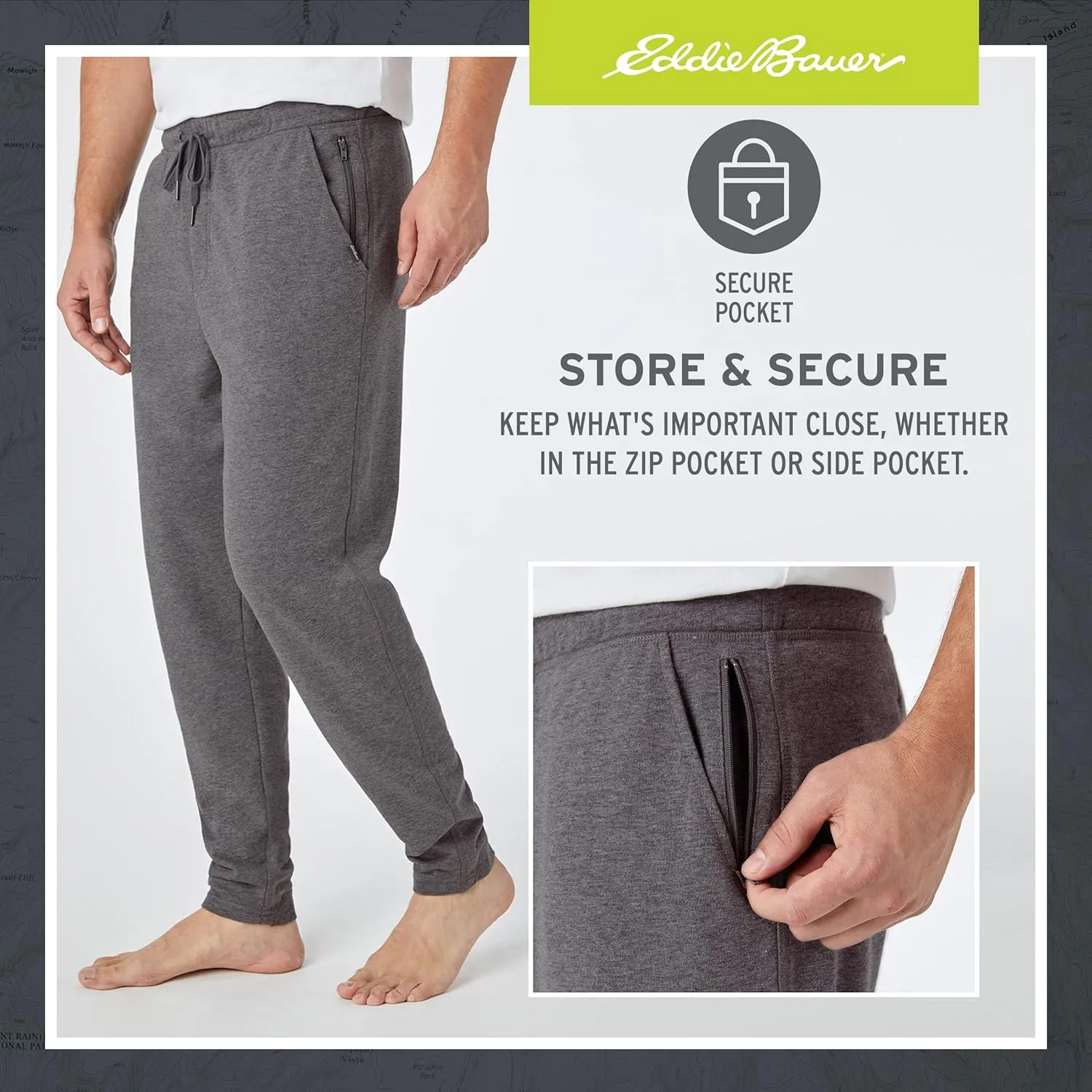Eddie Bauer 3Pk Mens Pajama Pants - Cotton Knit Mens Lounge Pants with Pockets | Jogger Sleep Pants for Men