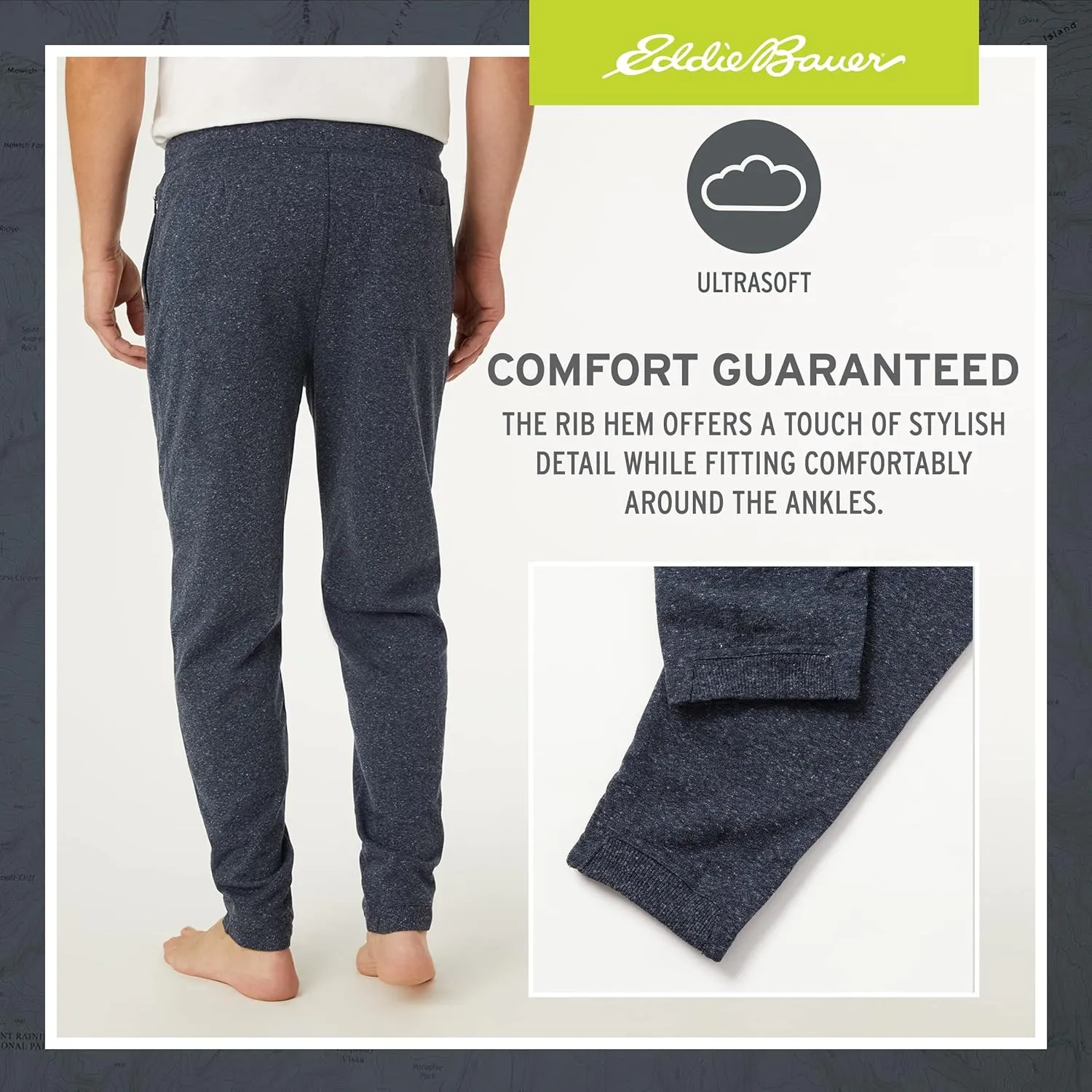 Eddie Bauer 3Pk Mens Pajama Pants - Cotton Knit Mens Lounge Pants with Pockets | Jogger Sleep Pants for Men