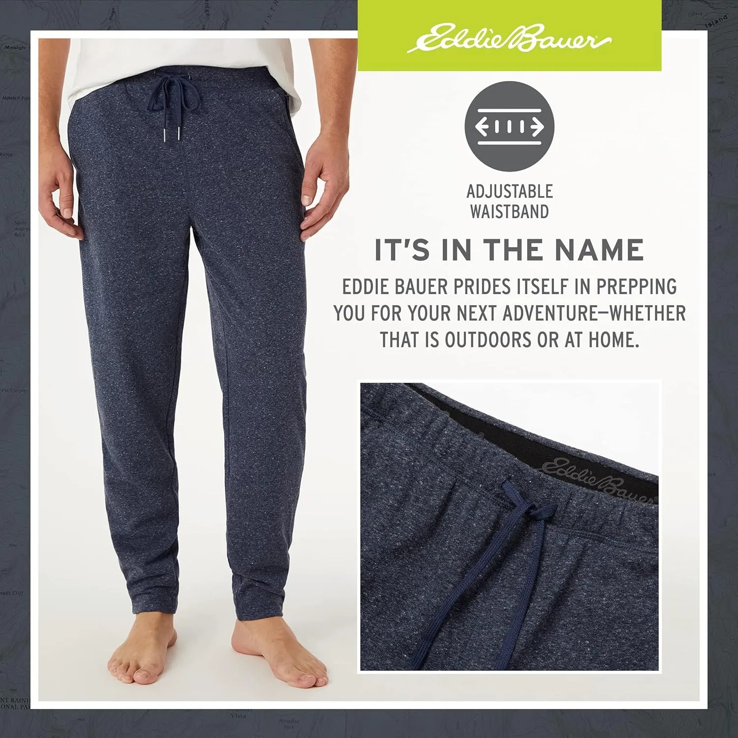 Eddie Bauer 3Pk Mens Pajama Pants - Cotton Knit Mens Lounge Pants with Pockets | Jogger Sleep Pants for Men