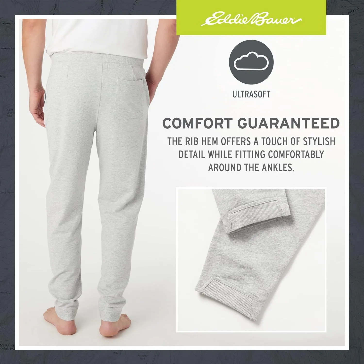 Eddie Bauer 3Pk Mens Pajama Pants - Cotton Knit Mens Lounge Pants with Pockets | Jogger Sleep Pants for Men