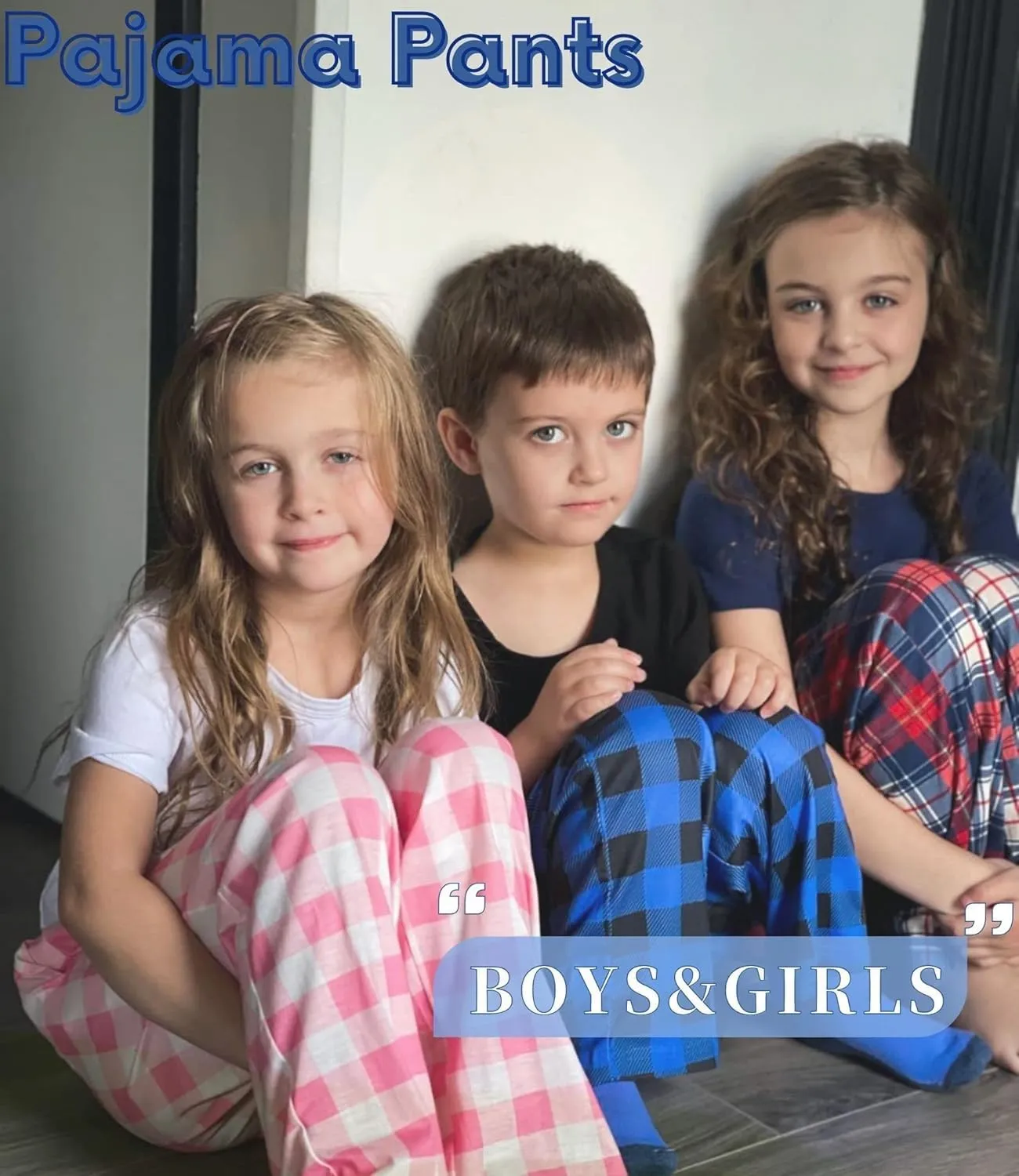 Ekouaer Boys Pajama Pants 3 Pack Sleep Pants Soft Elastic Waist Kids Pajama Bottoms Plaid Lounge Pants with 2 Pockets