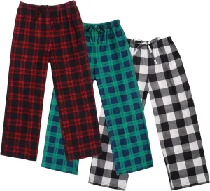Ekouaer Boys Pajama Pants 3 Pack Sleep Pants Soft Elastic Waist Kids Pajama Bottoms Plaid Lounge Pants with 2 Pockets