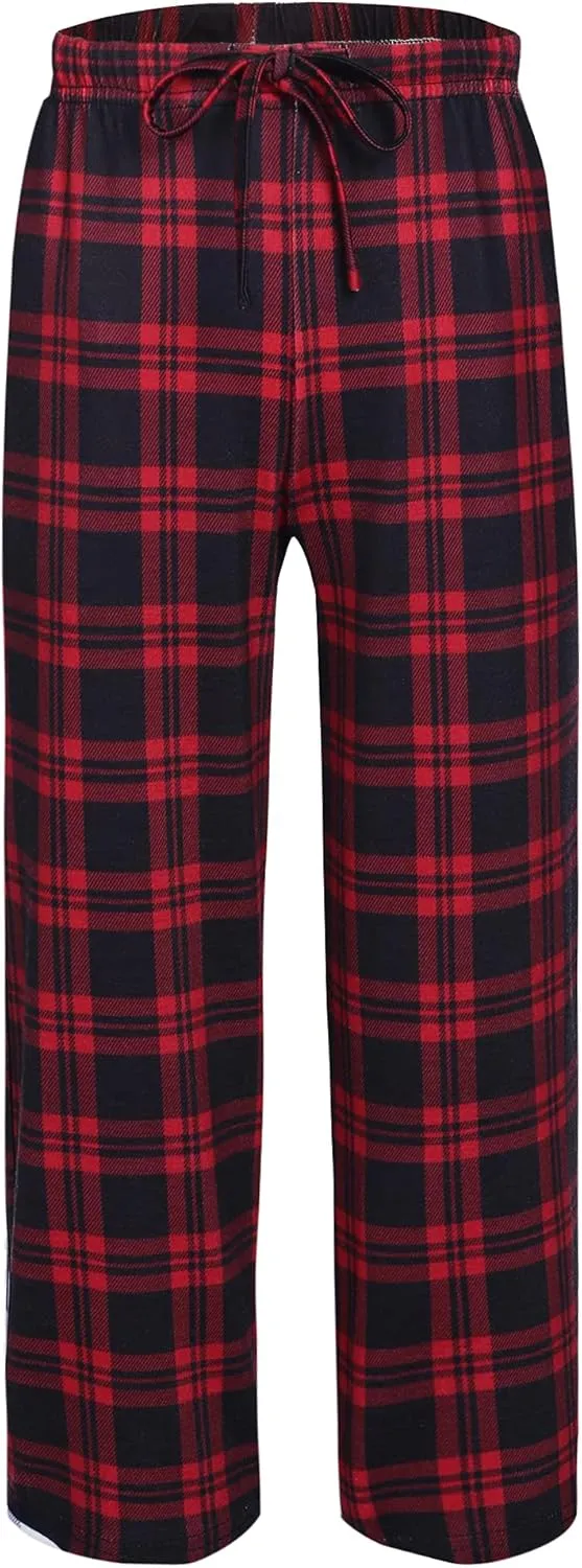Ekouaer Boys Pajama Pants 3 Pack Sleep Pants Soft Elastic Waist Kids Pajama Bottoms Plaid Lounge Pants with 2 Pockets