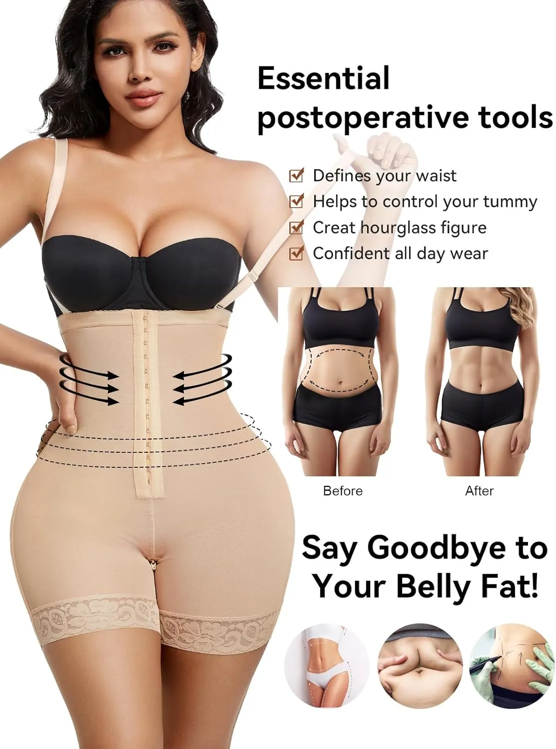 Fajas Colombians Shapewear Tummy Control Post Surgery Compression Garment Waist Shaping Hip Lifter for Women