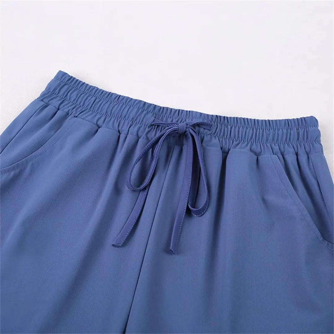 Fashion High Waist Ice Silk Wide Leg Pants for Women Summer Casual Straight Leg Trousers