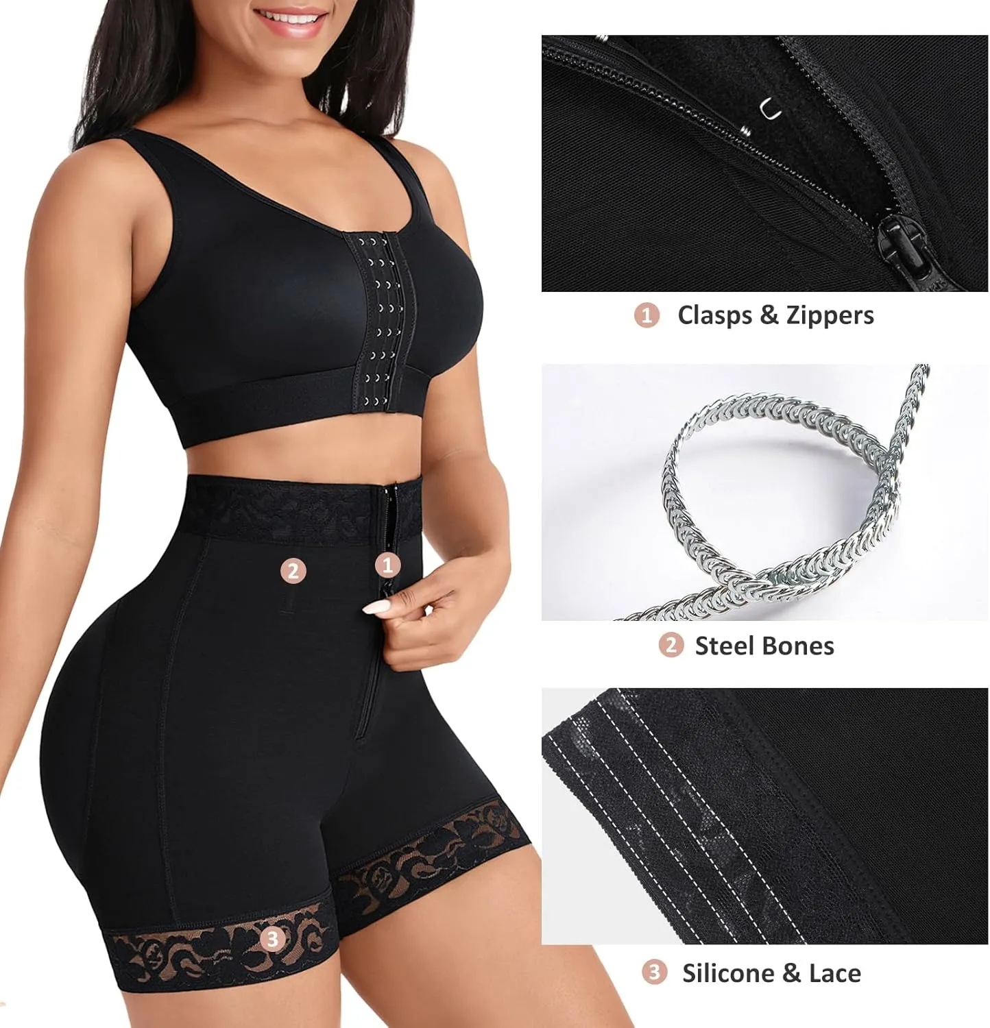 FeelinGirl Body Shaper for Women Butt Lifting Shapewear Tummy Control Panties with Hook Zipper Closure