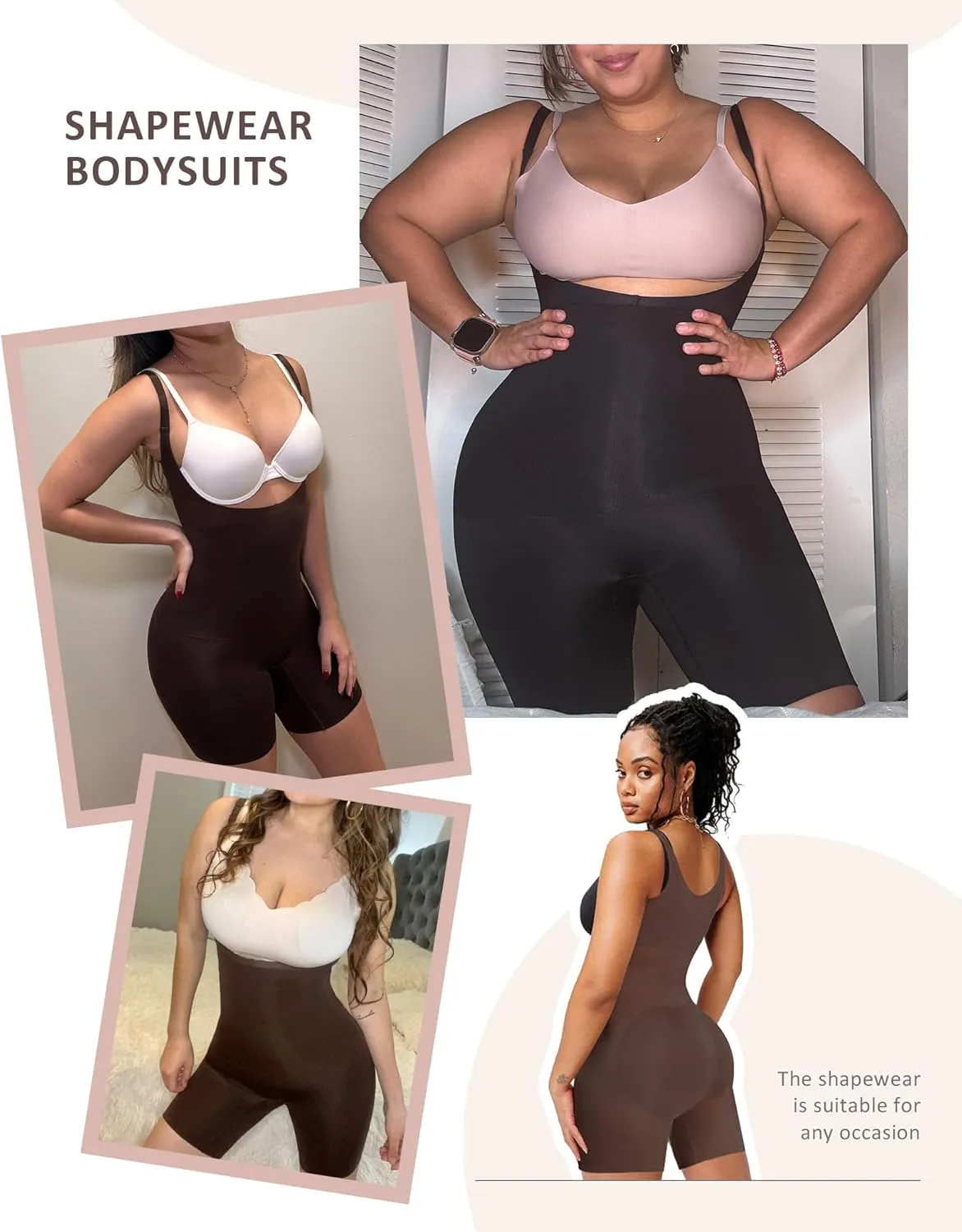 FeelinGirl Open Bust Shapewear Tummy Control Seamless Body Shaper for Women Mid Thigh Sculpting Bodysuit