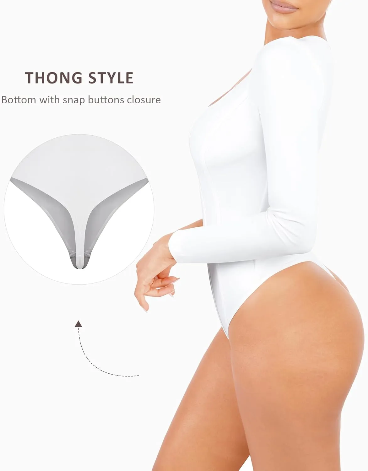 FeelinGirl Seamless Tummy Control Bodysuit Thong Basic Square Neck Slimming Tops for Women Shaping Thong