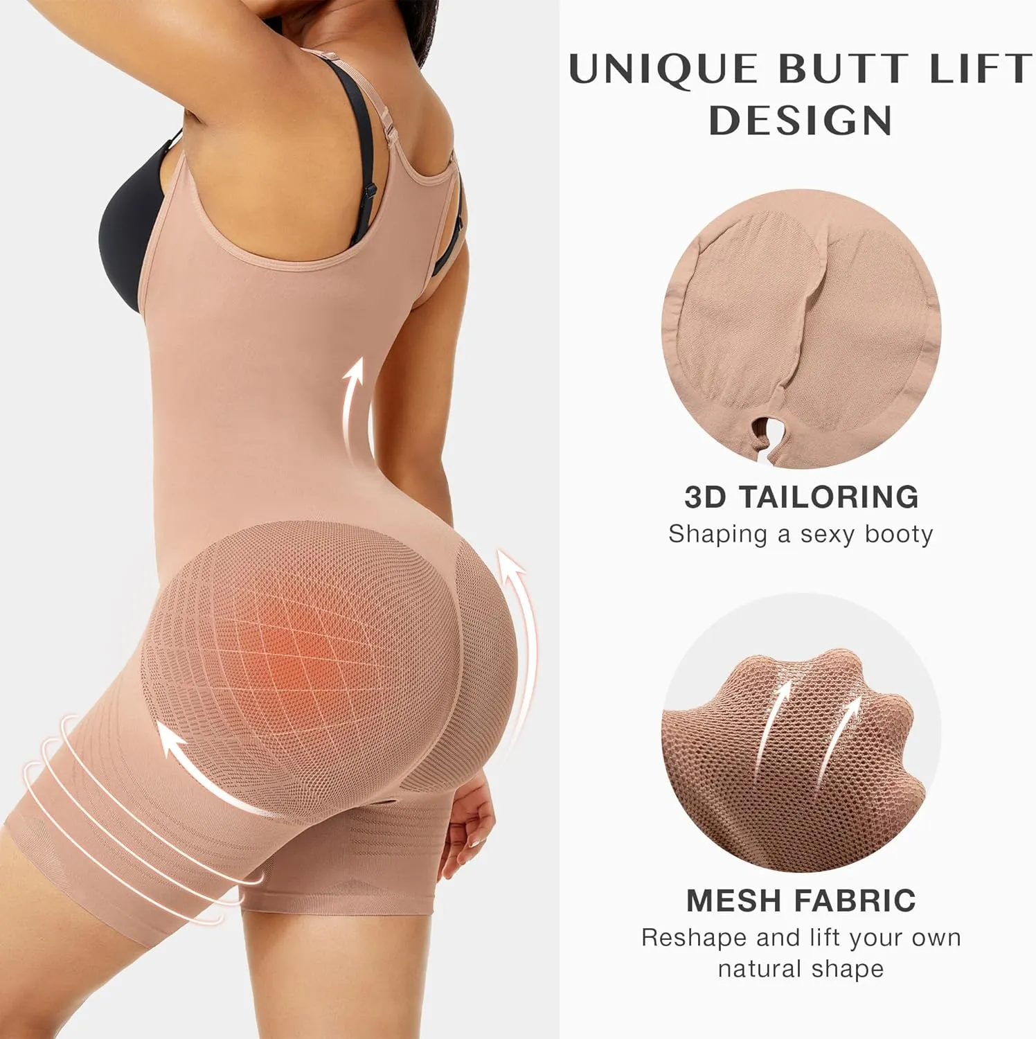 FeelinGirl Shapewear for Women Tummy Control Butt Lifting Colombianas Seamless Bodysuit High Back Full Body Shaper