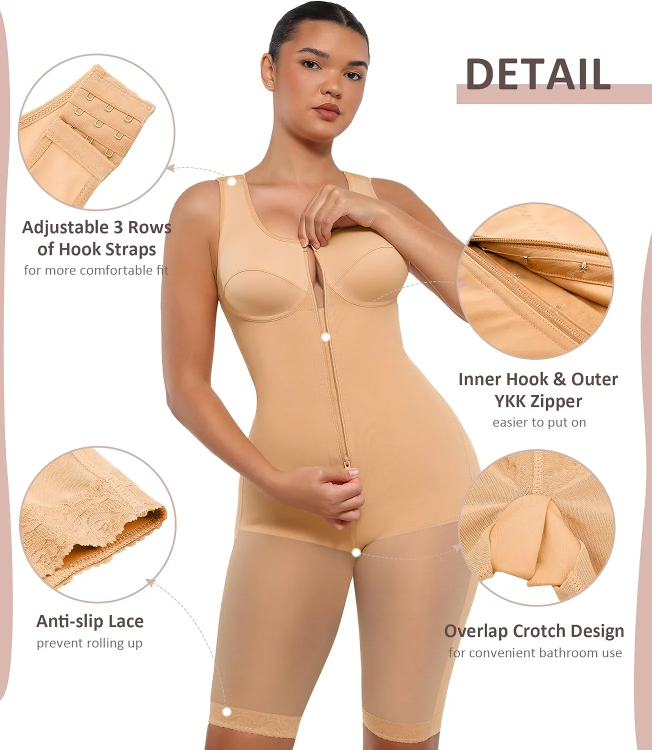 FeelinGirl Shapewear Tummy Control Post Surgery Body Shaper Compression Garment Butt Lifter
