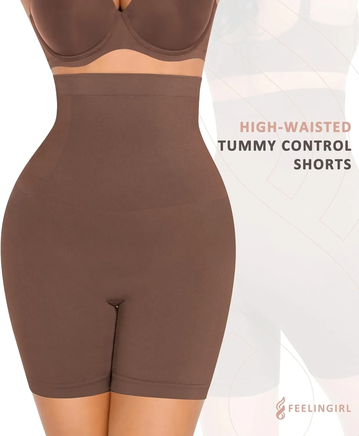 FeelinGirl Tummy Control Shapewear Shorts Body Shaper for Women High-Waisted Thigh Slimming