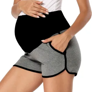 fitglam Women's Maternity Shorts Over Belly Pregnancy Lounge Workout Running Pajama Sleep Shorts with Pockets