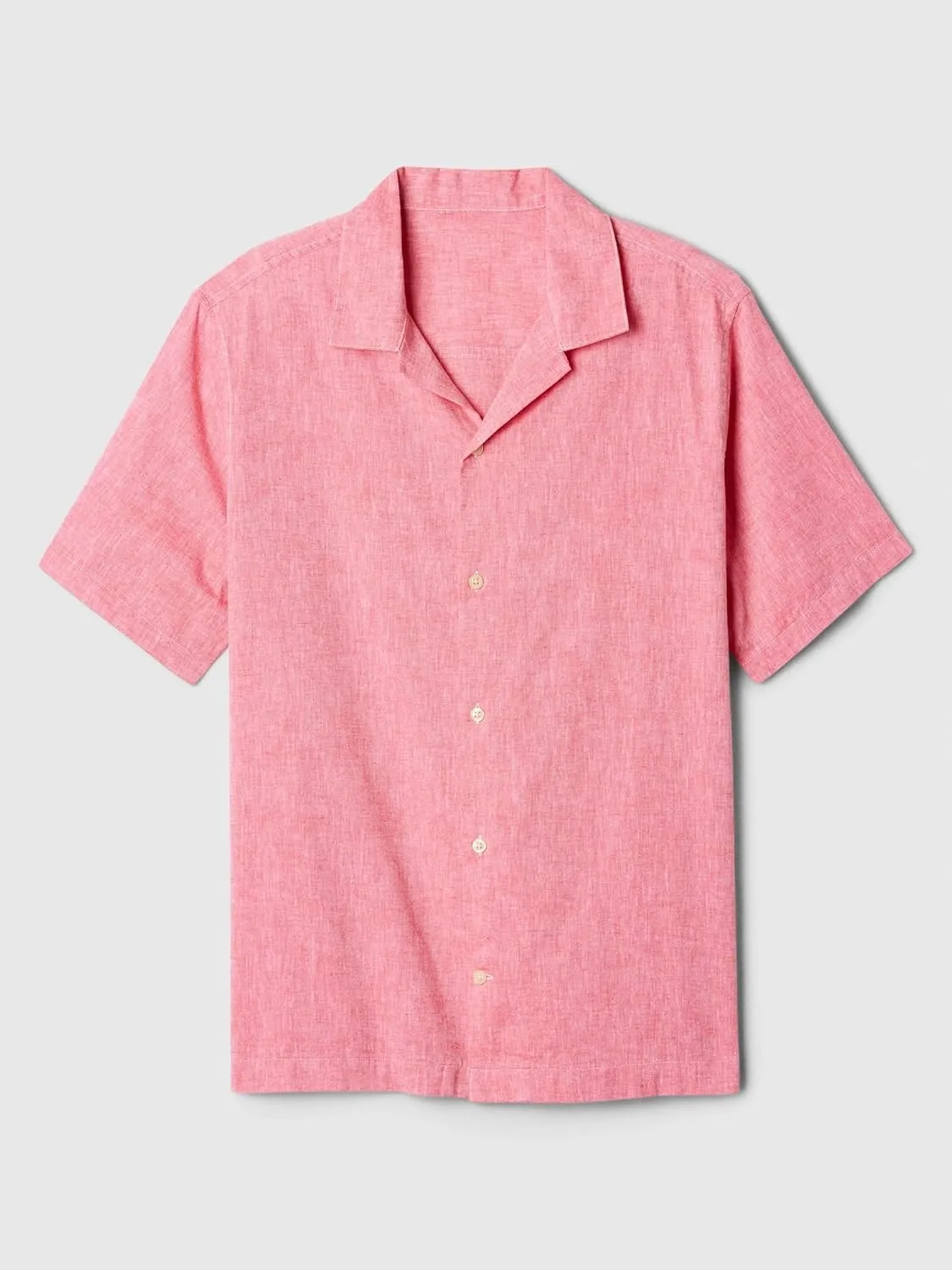 GAP Men's Standard Fit Short Sleeve Linen Resort Collar Shirt