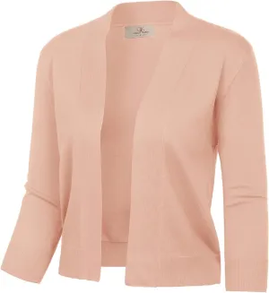 GRACE KARIN Women's 3/4 Sleeve Cardigan Knit Sweaters Cropped Open Front Shrug Bolero…