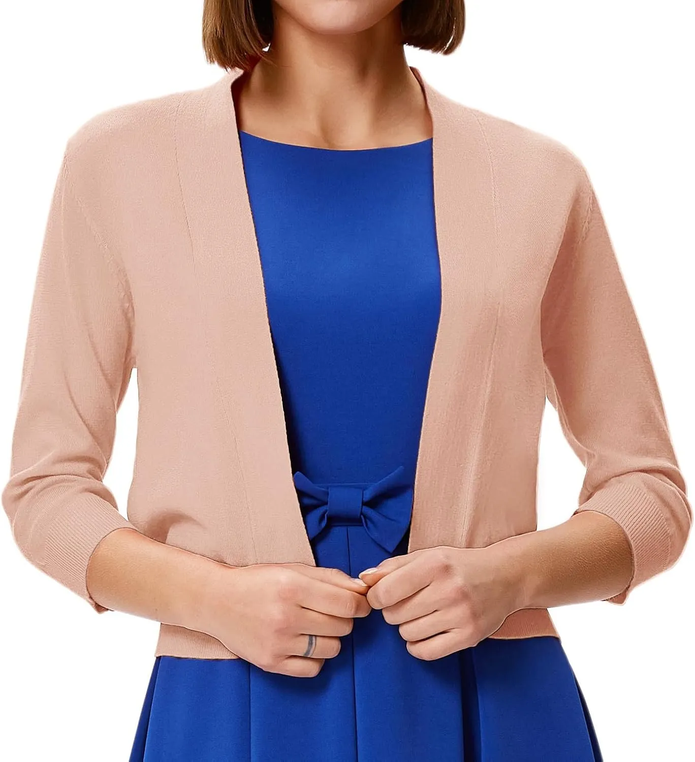GRACE KARIN Women's 3/4 Sleeve Cardigan Knit Sweaters Cropped Open Front Shrug Bolero…