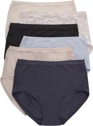 Hanes Women's Microfiber Stretch Underwear Pack, Comfort Flex Fit Brief Bikini or Thong Panties, 6-Pack