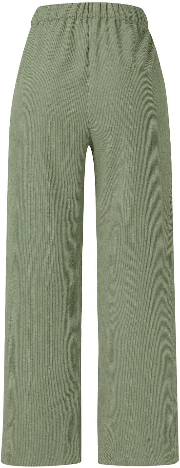 High Waist Cord Wide Leg Pants Straight Trousers Women Big Size Corduroy Pants Casual for Women