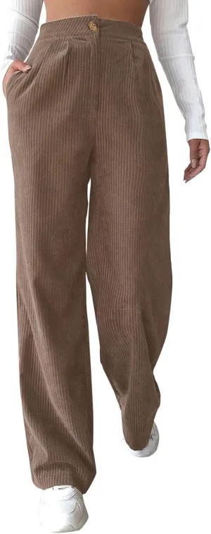 High Waist Cord Wide Leg Pants Straight Trousers Women Big Size Corduroy Pants Casual for Women