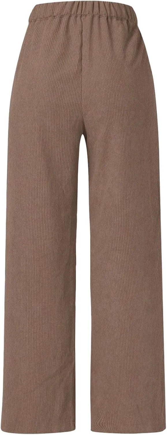High Waist Cord Wide Leg Pants Straight Trousers Women Big Size Corduroy Pants Casual for Women