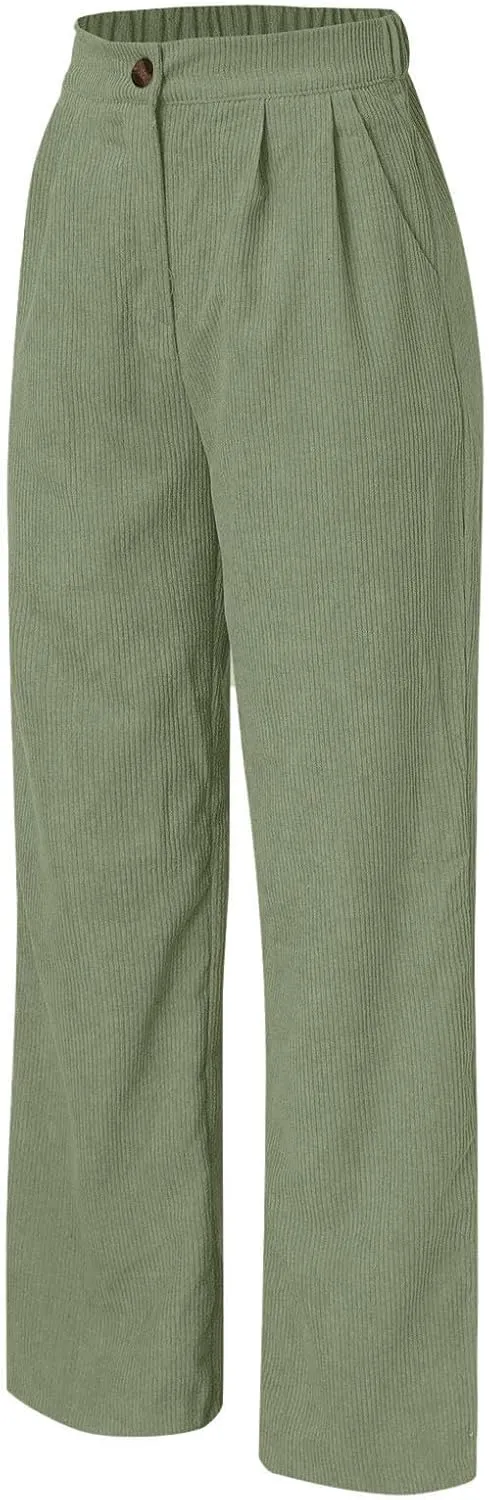High Waist Cord Wide Leg Pants Straight Trousers Women Big Size Corduroy Pants Casual for Women