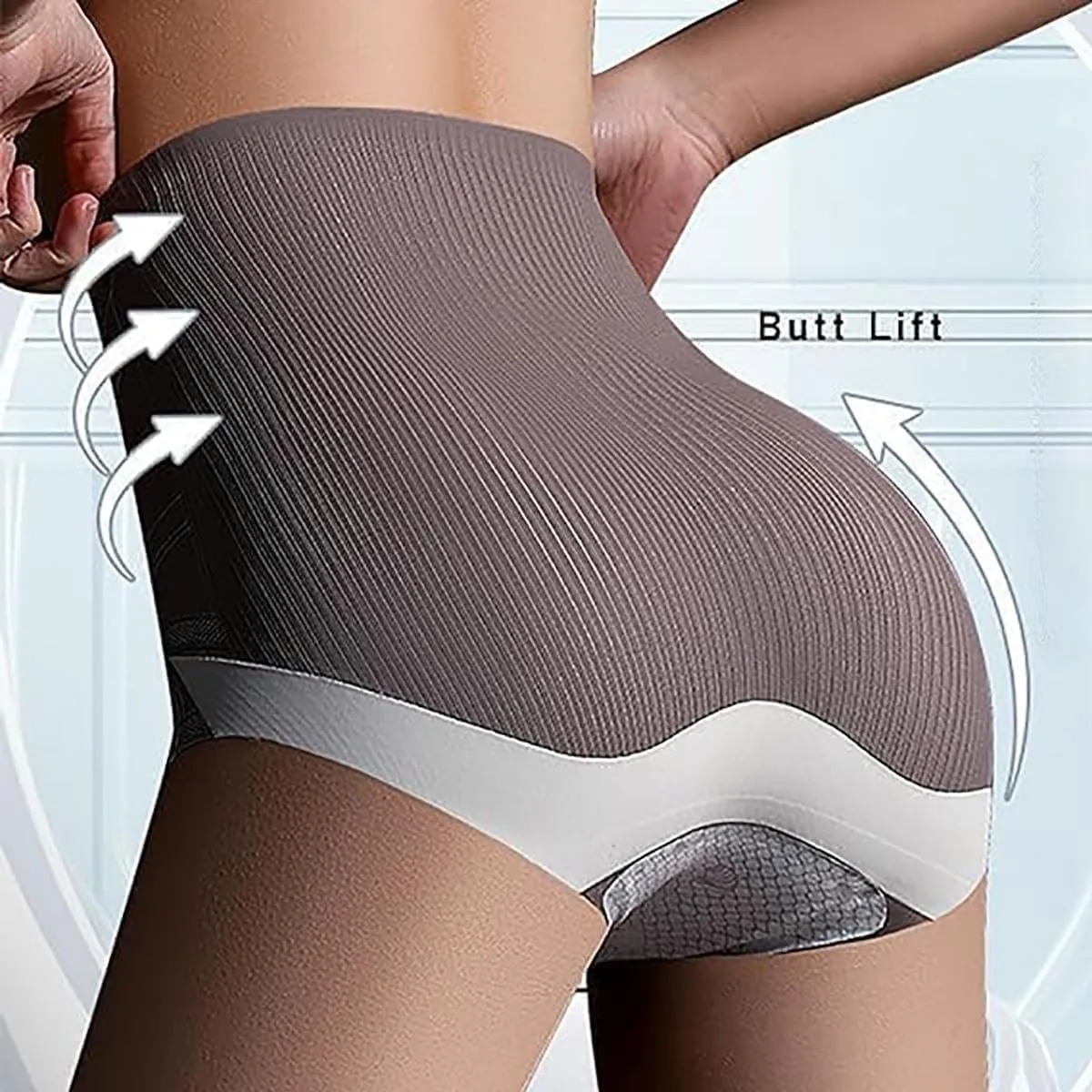 High Waist Seamless Ice Silk Shaping Pants, Ice Silk Butt Lifting Shapewear Brief for Women