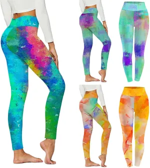 High Waisted Leggings for Women Multicolour Tie-Dye Shapewear Body Shaper Tights Firm Compression Yoga Leggings