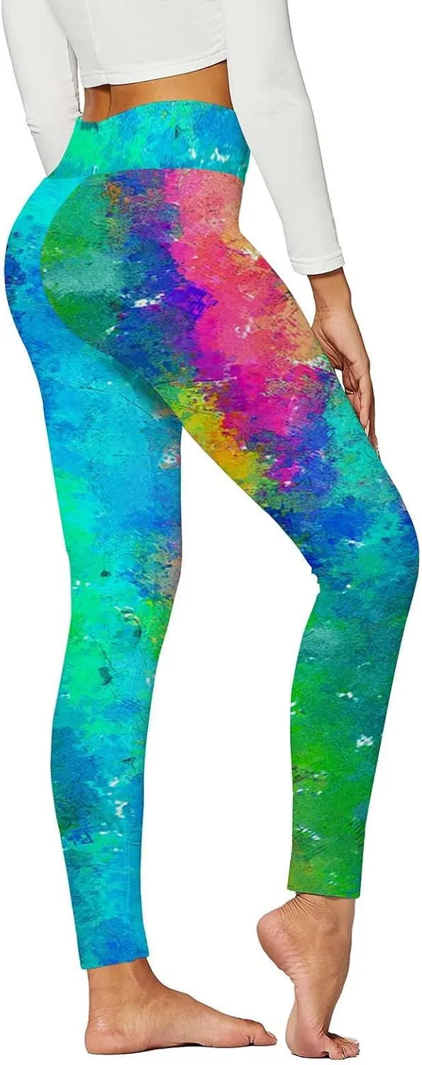 High Waisted Leggings for Women Multicolour Tie-Dye Shapewear Body Shaper Tights Firm Compression Yoga Leggings