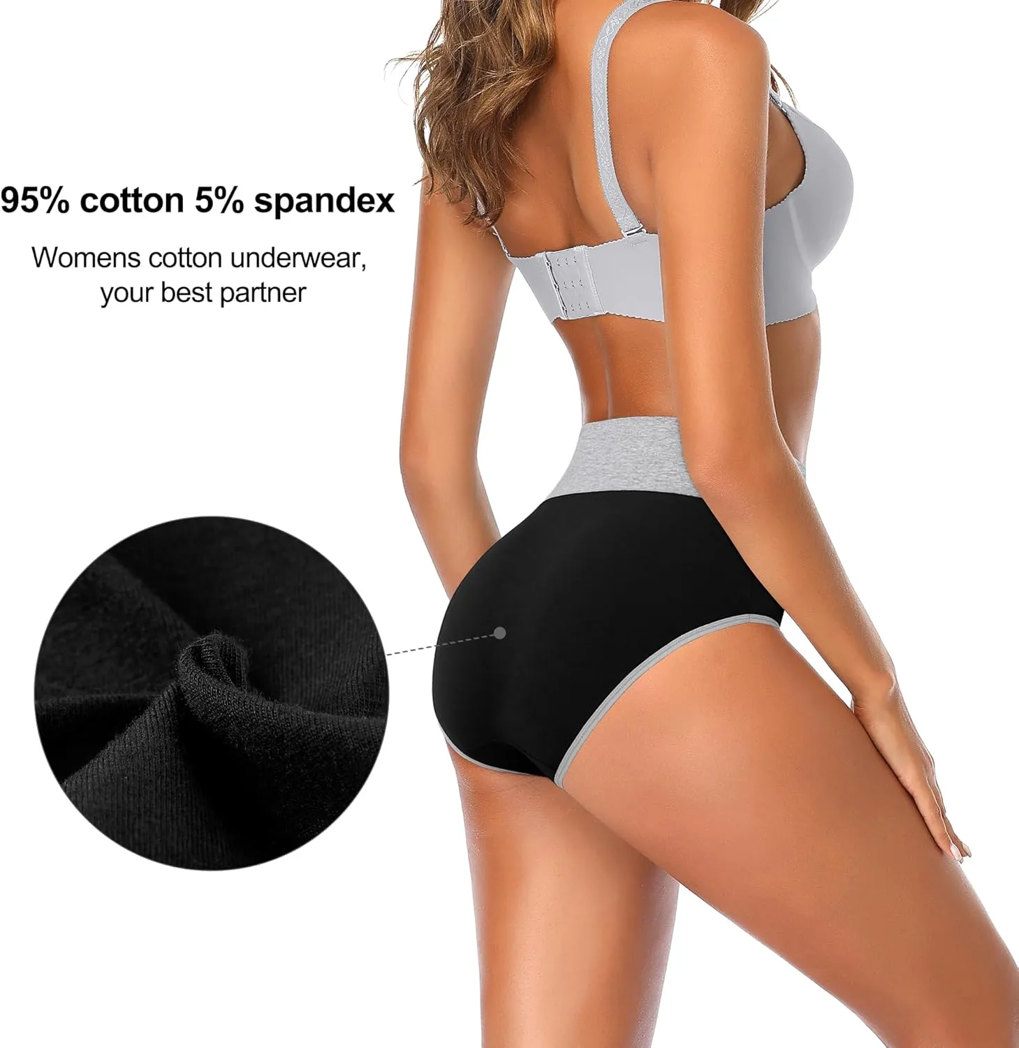 High Waisted Postpartum Underwear Womens Cotton Underwear Soft Breathable Full Coverage Stretch Panties Multipack
