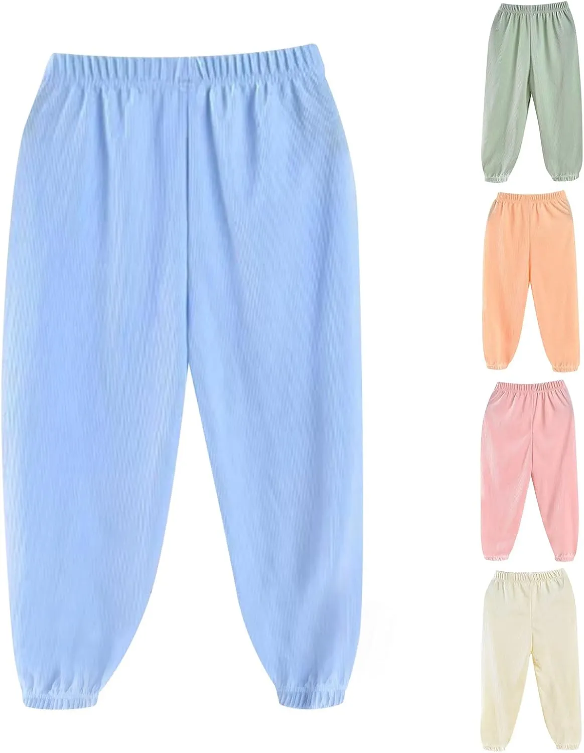 Ice Silk Summer Thin Joggers Pants for Girls Lightweight Casual Solid Loose Elastic Waist Sweatpants for 1-11 Years