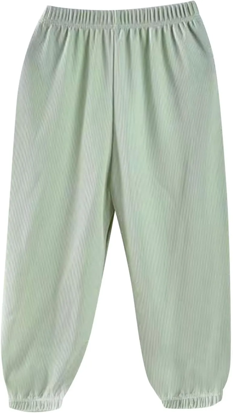 Ice Silk Summer Thin Joggers Pants for Girls Lightweight Casual Solid Loose Elastic Waist Sweatpants for 1-11 Years