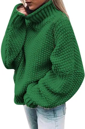 iLH Womens Oversized Sweaters Turtle Neck Solid Color Chunky Pullover Sweaters Fall Winter Cozy Boyfriend Sweaters Loose Fit