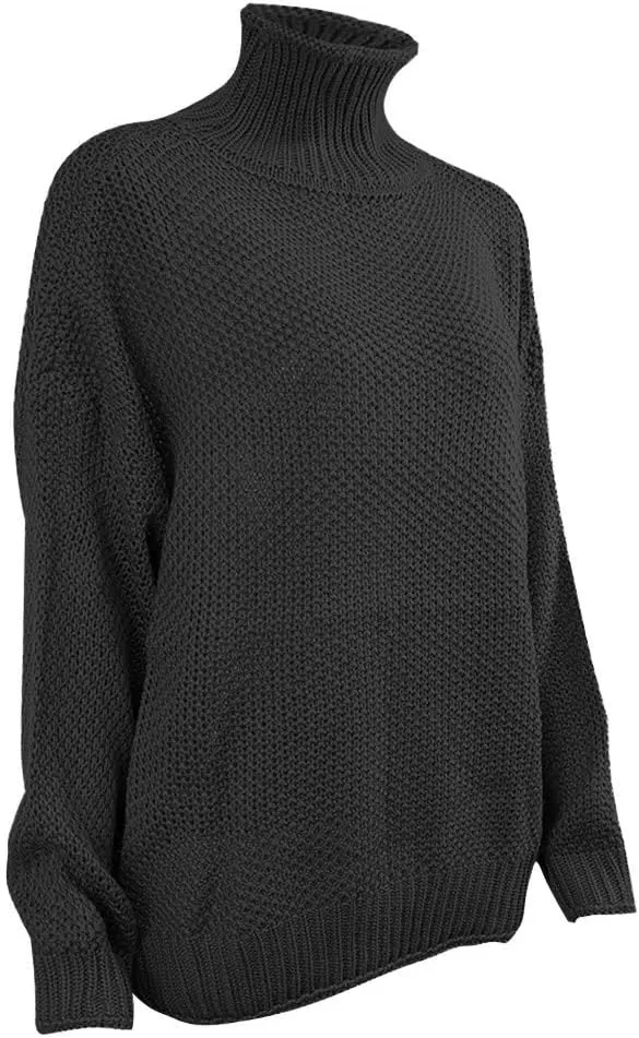 iLH Womens Oversized Sweaters Turtle Neck Solid Color Chunky Pullover Sweaters Fall Winter Cozy Boyfriend Sweaters Loose Fit