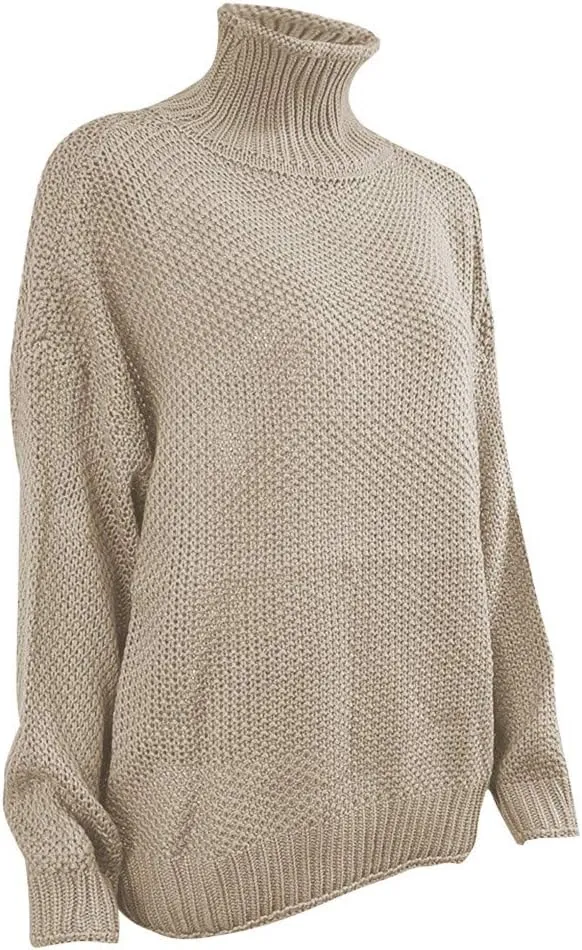iLH Womens Oversized Sweaters Turtle Neck Solid Color Chunky Pullover Sweaters Fall Winter Cozy Boyfriend Sweaters Loose Fit