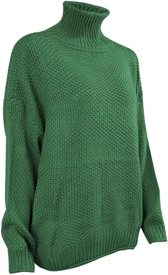 iLH Womens Oversized Sweaters Turtle Neck Solid Color Chunky Pullover Sweaters Fall Winter Cozy Boyfriend Sweaters Loose Fit
