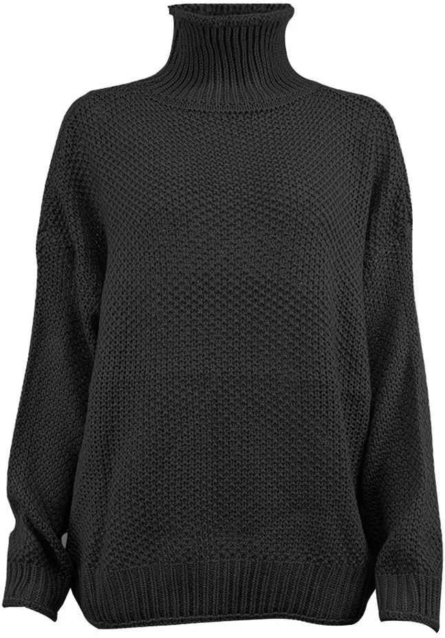 iLH Womens Oversized Sweaters Turtle Neck Solid Color Chunky Pullover Sweaters Fall Winter Cozy Boyfriend Sweaters Loose Fit