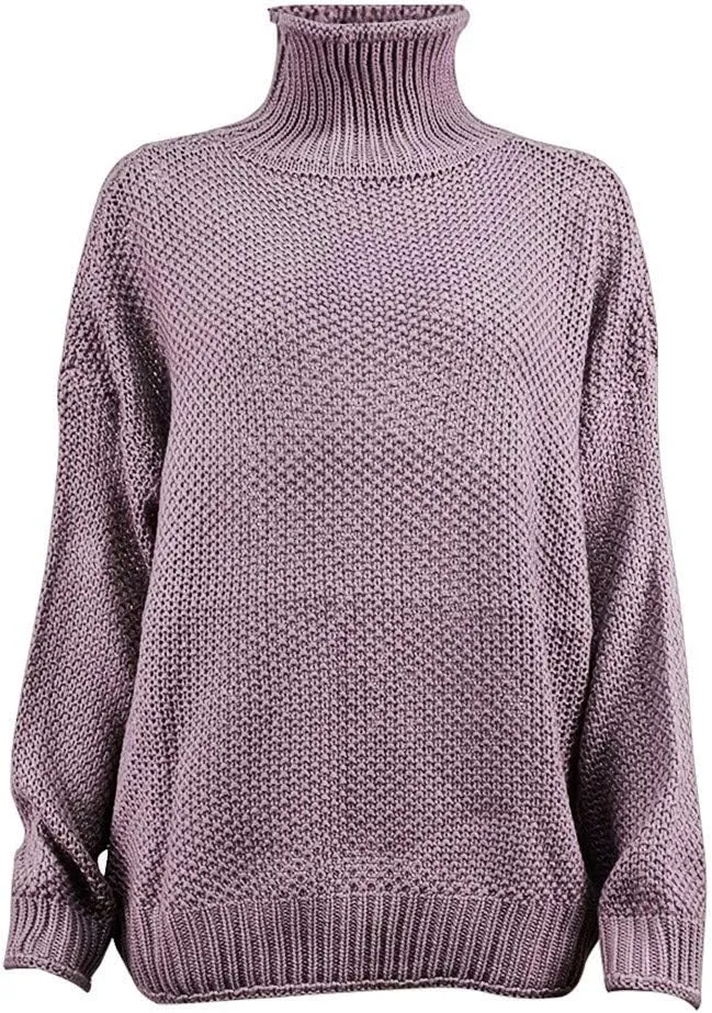 iLH Womens Oversized Sweaters Turtle Neck Solid Color Chunky Pullover Sweaters Fall Winter Cozy Boyfriend Sweaters Loose Fit