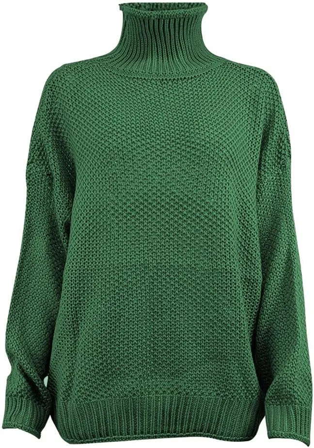 iLH Womens Oversized Sweaters Turtle Neck Solid Color Chunky Pullover Sweaters Fall Winter Cozy Boyfriend Sweaters Loose Fit