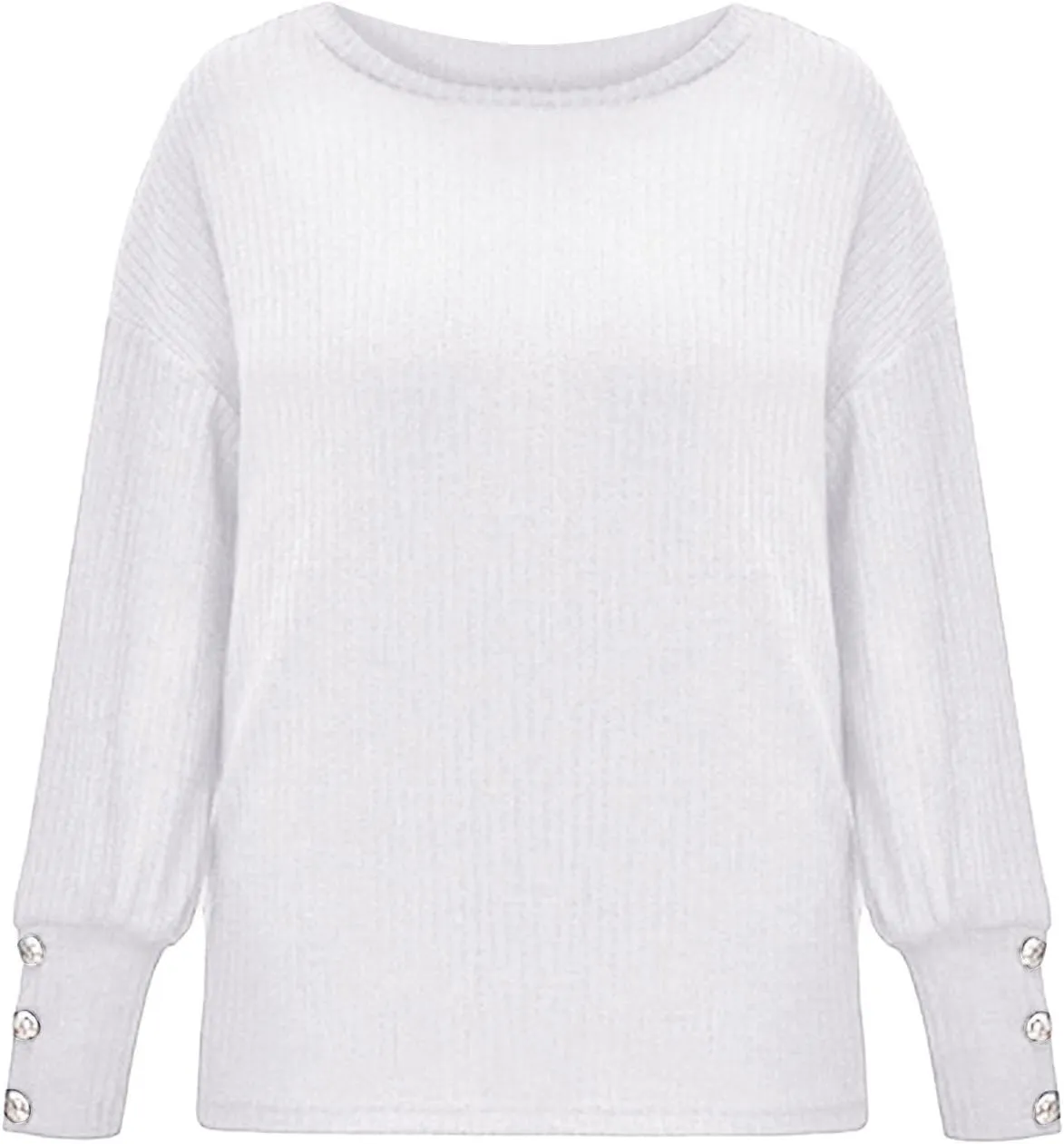 iLH Womens Vinatge Sweaters Gigot Sleeve Button Crewneck Pullover Sweaters for Women Fall Winter Leisure Elegant Sweaters