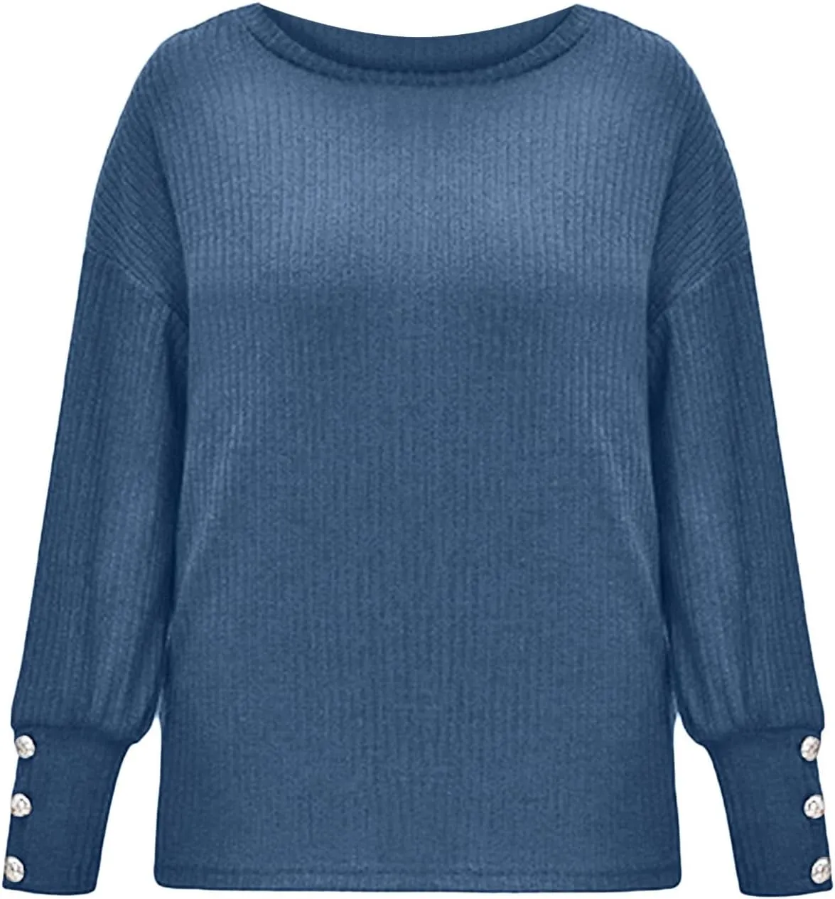 iLH Womens Vinatge Sweaters Gigot Sleeve Button Crewneck Pullover Sweaters for Women Fall Winter Leisure Elegant Sweaters