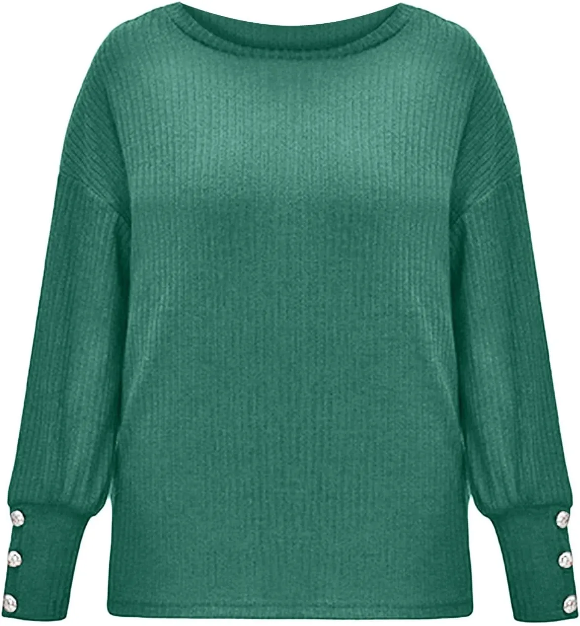 iLH Womens Vinatge Sweaters Gigot Sleeve Button Crewneck Pullover Sweaters for Women Fall Winter Leisure Elegant Sweaters