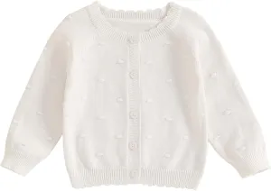 Infant Baby Girl Cardigan Sweater Long Sleeve Button Up Knit Sweatshirt Jacket Toddler Baby Girl Fall Outfits