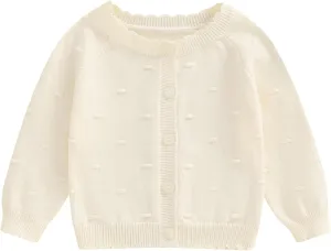 Infant Baby Girl Cardigan Sweater Long Sleeve Button Up Knit Sweatshirt Jacket Toddler Baby Girl Fall Outfits