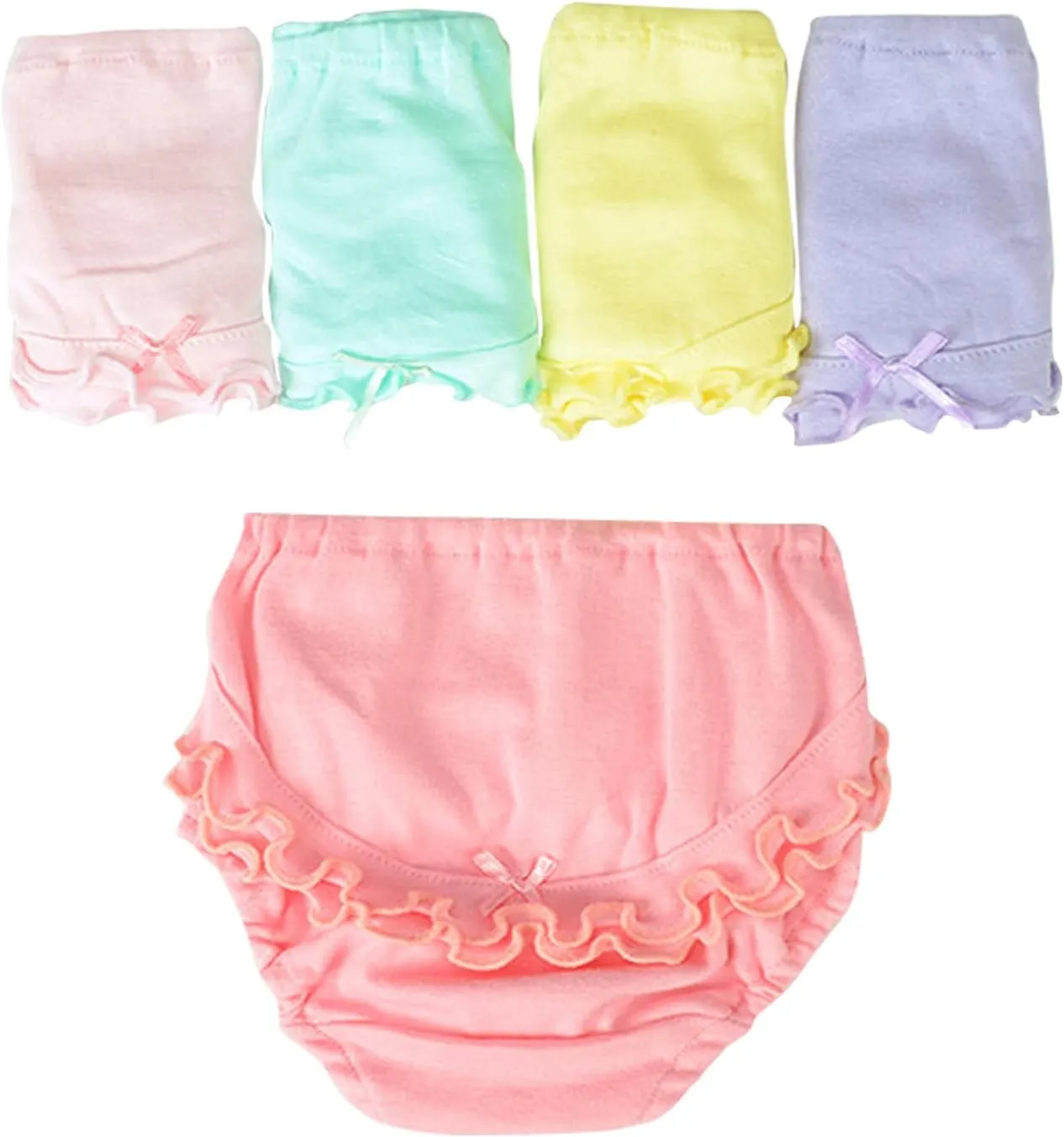Infant Bloomers Underwear Ruffle Diaper Cover for Baby Girls Toddler Kids Cotton Shorts Panties 4-Pack